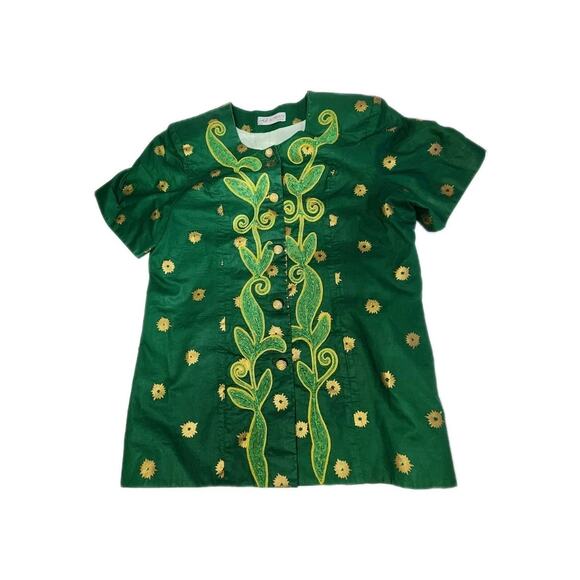 ALPHADI Niamey 36" Chest W. African Embroidered Waist Coat Designer Green Gold - Picture 16 of 16